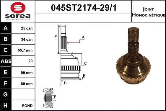 STARTCAR 045ST2174-29/1 - Jeu de joints, arbre de transmission cwaw.fr