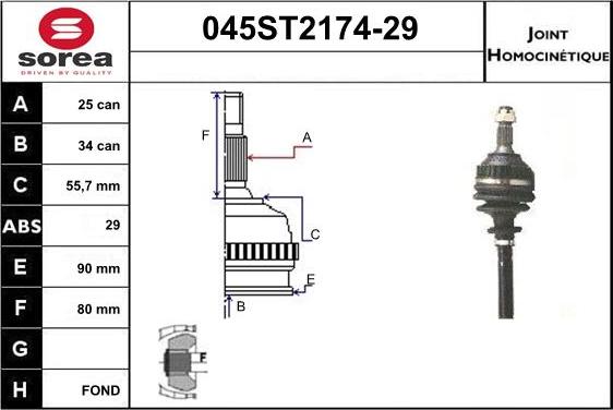 STARTCAR 045ST2174-29 - Jeu de joints, arbre de transmission cwaw.fr