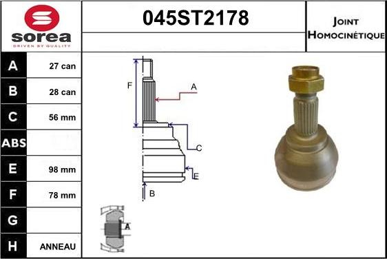 STARTCAR 045ST2178 - Jeu de joints, arbre de transmission cwaw.fr