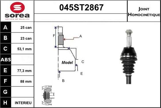 STARTCAR 045ST2867 - Jeu de joints, arbre de transmission cwaw.fr