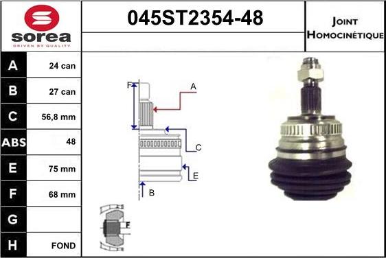 STARTCAR 045ST2354-48 - Jeu de joints, arbre de transmission cwaw.fr