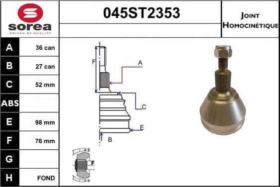 STARTCAR 045ST2353 - Jeu de joints, arbre de transmission cwaw.fr