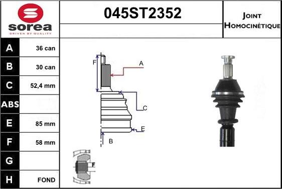 STARTCAR 045ST2352 - Jeu de joints, arbre de transmission cwaw.fr