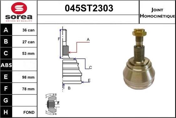 STARTCAR 045ST2303 - Jeu de joints, arbre de transmission cwaw.fr