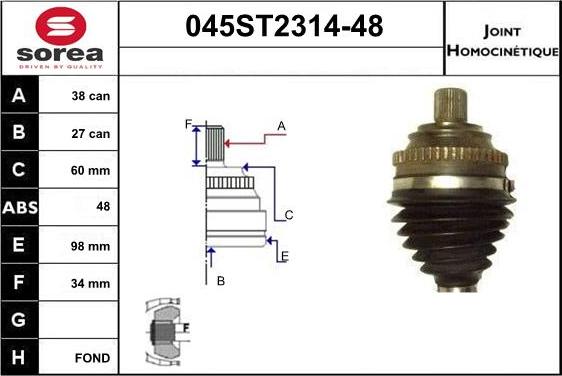 STARTCAR 045ST2314-48 - Jeu de joints, arbre de transmission cwaw.fr