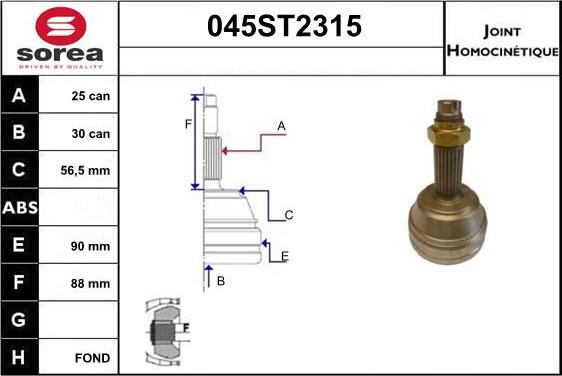 STARTCAR 045ST2315 - Jeu de joints, arbre de transmission cwaw.fr