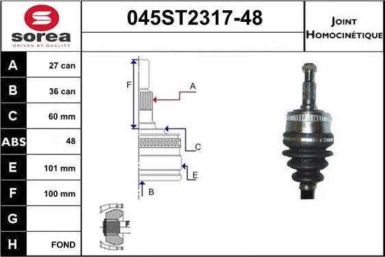 STARTCAR 045ST2317-48 - Jeu de joints, arbre de transmission cwaw.fr