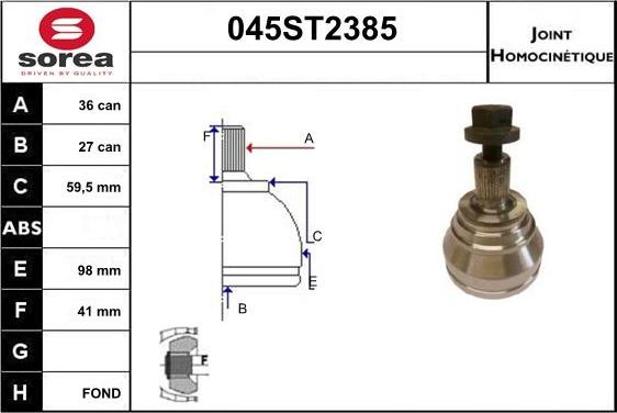 STARTCAR 045ST2385 - Jeu de joints, arbre de transmission cwaw.fr