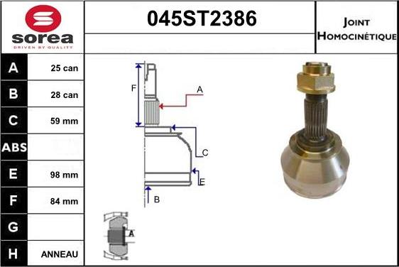 STARTCAR 045ST2386 - Jeu de joints, arbre de transmission cwaw.fr