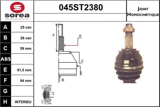 STARTCAR 045ST2380 - Jeu de joints, arbre de transmission cwaw.fr