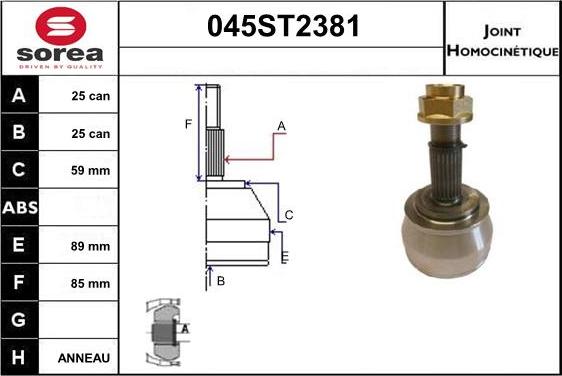 STARTCAR 045ST2381 - Jeu de joints, arbre de transmission cwaw.fr