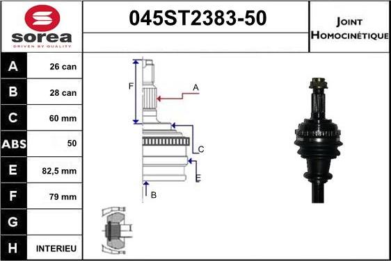 STARTCAR 045ST2383-50 - Jeu de joints, arbre de transmission cwaw.fr