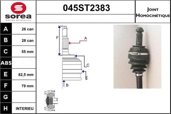 STARTCAR 045ST2383 - Jeu de joints, arbre de transmission cwaw.fr