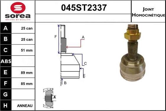 STARTCAR 045ST2337 - Jeu de joints, arbre de transmission cwaw.fr