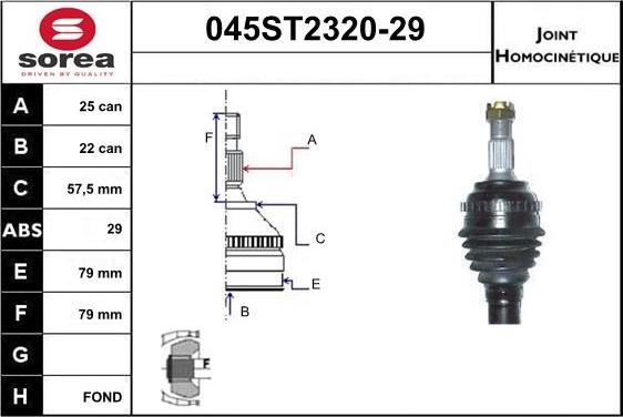 STARTCAR 045ST2320-29 - Jeu de joints, arbre de transmission cwaw.fr