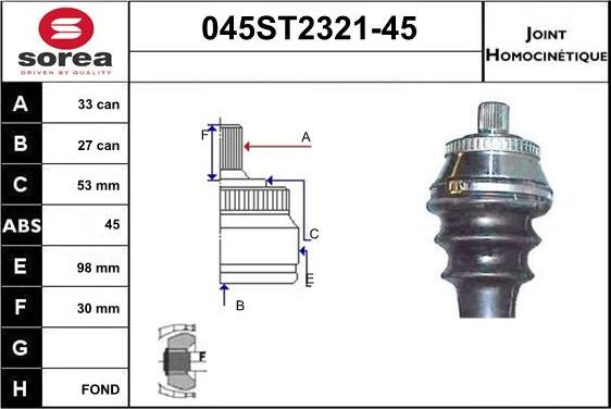 STARTCAR 045ST2321-45 - Jeu de joints, arbre de transmission cwaw.fr