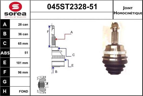 STARTCAR 045ST2328-51 - Jeu de joints, arbre de transmission cwaw.fr