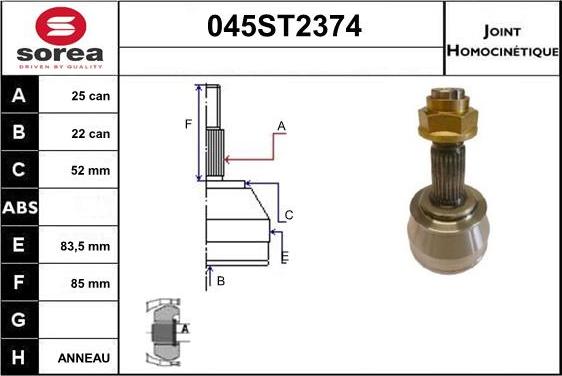 STARTCAR 045ST2374 - Jeu de joints, arbre de transmission cwaw.fr