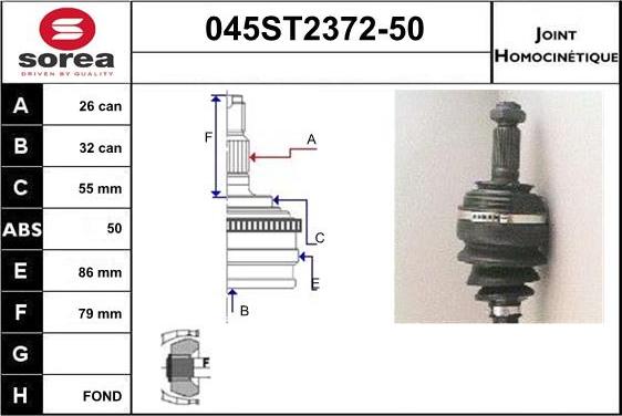 STARTCAR 045ST2372-50 - Jeu de joints, arbre de transmission cwaw.fr