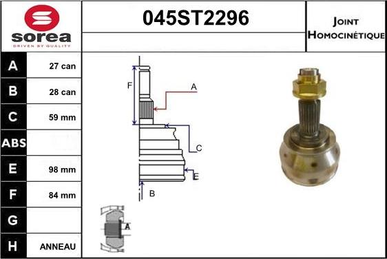 STARTCAR 045ST2296 - Jeu de joints, arbre de transmission cwaw.fr