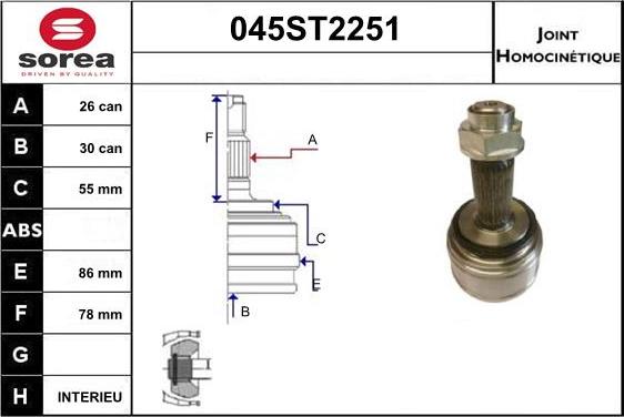 STARTCAR 045ST2251 - Jeu de joints, arbre de transmission cwaw.fr