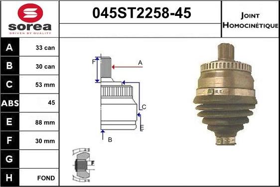 STARTCAR 045ST2258-45 - Jeu de joints, arbre de transmission cwaw.fr