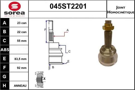 STARTCAR 045ST2201 - Jeu de joints, arbre de transmission cwaw.fr