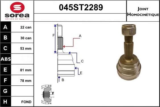 STARTCAR 045ST2289 - Jeu de joints, arbre de transmission cwaw.fr