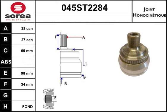 STARTCAR 045ST2284 - Jeu de joints, arbre de transmission cwaw.fr