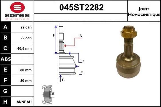 STARTCAR 045ST2282 - Jeu de joints, arbre de transmission cwaw.fr