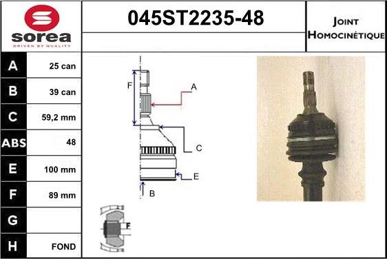 STARTCAR 045ST2235-48 - Jeu de joints, arbre de transmission cwaw.fr