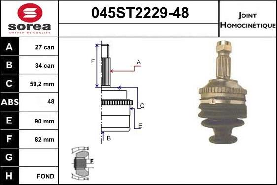 STARTCAR 045ST2229-48 - Jeu de joints, arbre de transmission cwaw.fr