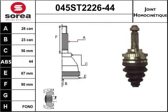 STARTCAR 045ST2226-44 - Jeu de joints, arbre de transmission cwaw.fr