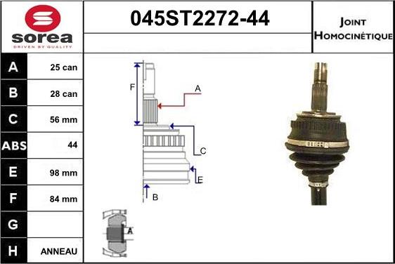 STARTCAR 045ST2272-44 - Jeu de joints, arbre de transmission cwaw.fr