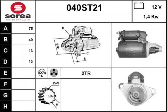 STARTCAR 040ST21 - Démarreur cwaw.fr