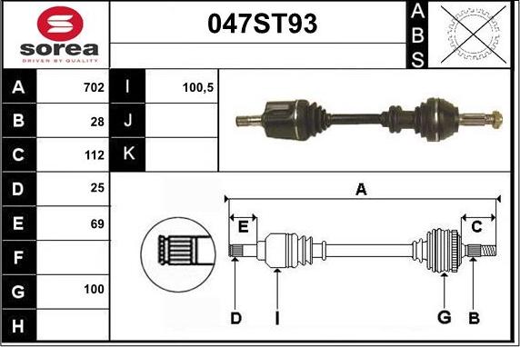 STARTCAR 047ST93 - Arbre de transmission cwaw.fr