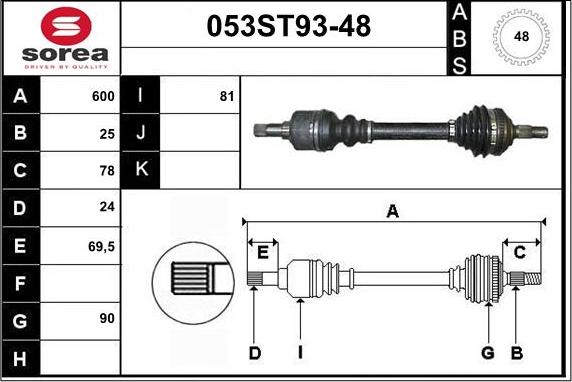 STARTCAR 053ST93-48 - Arbre de transmission cwaw.fr