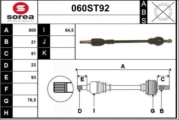 STARTCAR 060ST92 - Arbre de transmission cwaw.fr