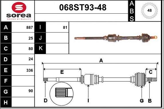 STARTCAR 068ST93-48 - Arbre de transmission cwaw.fr