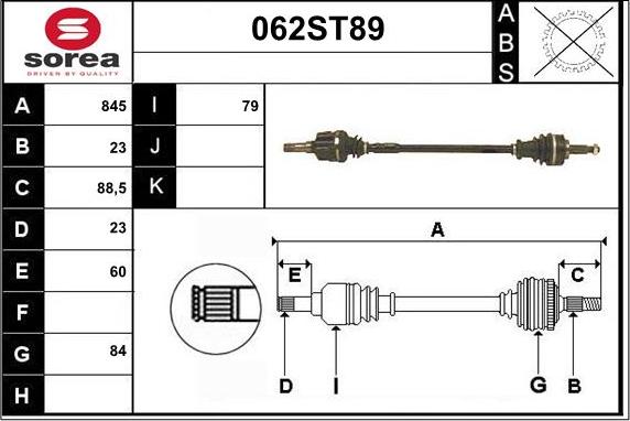 STARTCAR 062ST89 - Arbre de transmission cwaw.fr