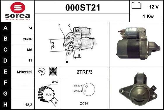 STARTCAR 000ST21 - Démarreur cwaw.fr