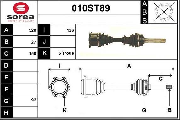 STARTCAR 010ST89 - Arbre de transmission cwaw.fr