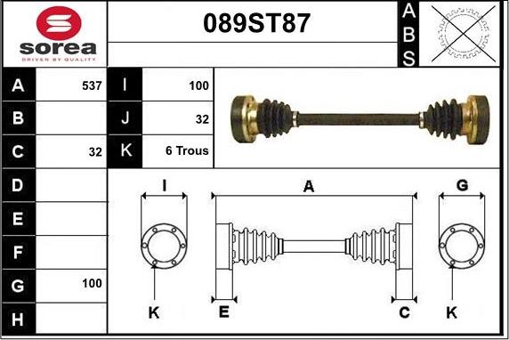 STARTCAR 089ST87 - Arbre de transmission cwaw.fr