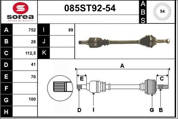 STARTCAR 085ST92-54 - Arbre de transmission cwaw.fr