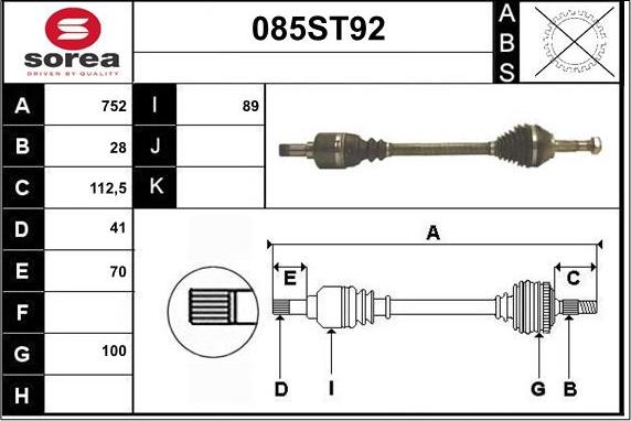 STARTCAR 085ST92 - Arbre de transmission cwaw.fr