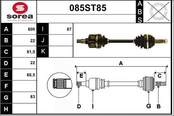 STARTCAR 085ST85 - Arbre de transmission cwaw.fr