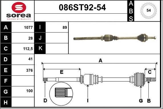 STARTCAR 086ST92-54 - Arbre de transmission cwaw.fr