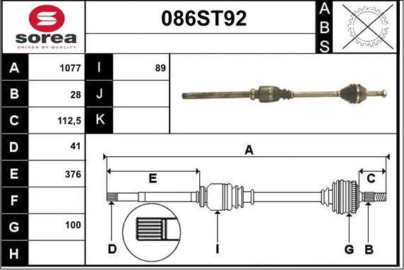 STARTCAR 086ST92 - Arbre de transmission cwaw.fr