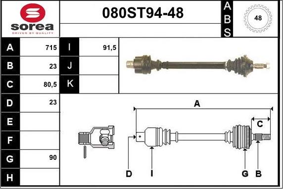 STARTCAR 080ST94-48 - Arbre de transmission cwaw.fr