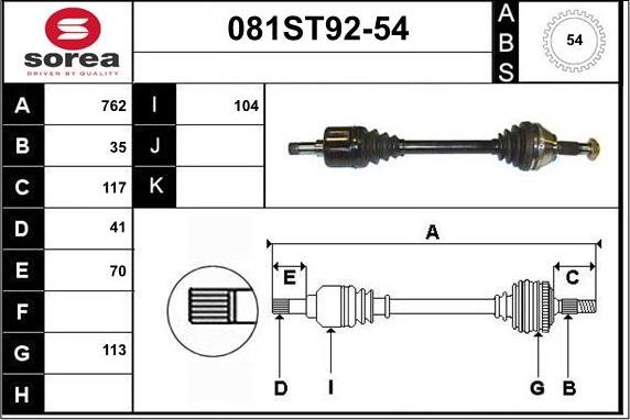 STARTCAR 081ST92-54 - Arbre de transmission cwaw.fr